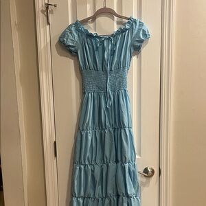 Light Blue Off-Shoulder Maxi Dress